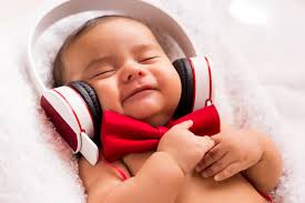 Baby listening to music